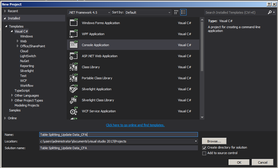create console application